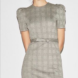 Express Herringbone pattern dress w/ bow belt